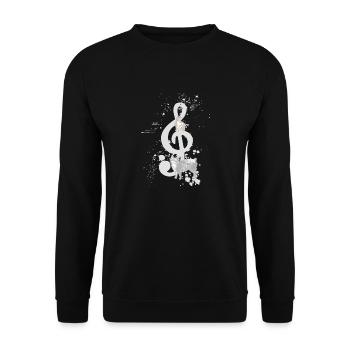 Musik Katzen Violinschlüssel Geschenk - Unisex Pullover - Schwarz - Vorne - Alina (178cm) & Michal (187cm)
