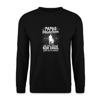 Papas Mädchen Engel Geschenk Vatertag Tochter - Unisex Pullover - Schwarz - Vorne - Alina (178cm) & Michal (187cm)