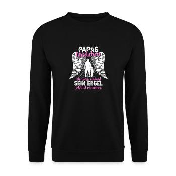 Papas Mädchen Engel Geschenk Vatertag Tochter - Unisex Pullover - Schwarz - Vorne - Alina (178cm) & Michal (187cm)