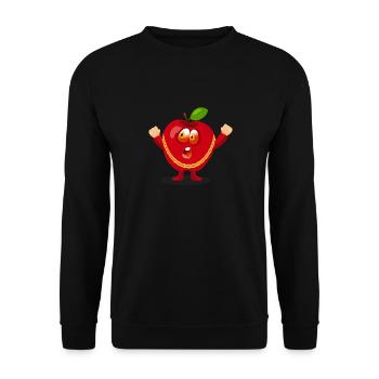 Lustiger Apple-Charakter - Unisex Pullover - Schwarz - Vorne - Alina (178cm) & Michal (187cm)
