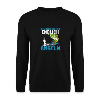 Rente | Rentner | Angeln - Unisex Pullover - Schwarz - Vorne - Alina (178cm) & Michal (187cm)