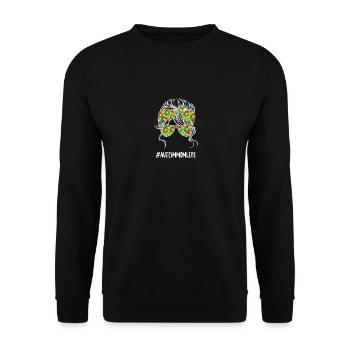 Autism Mom Life, Puzzle Piece Autism Awareness - Unisex Pullover - Schwarz - Vorne - Alina (178cm) & Michal (187cm)