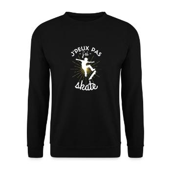 Je Peux Pas J'ai Skate Skateboard Skatepark Skater - Sweat-shirt Unisexe - noir - Devant - Alina (178cm) & Michal (187cm)
