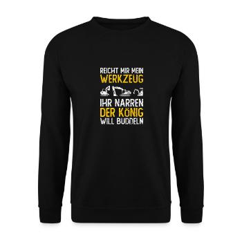 Baggerfahrer Geschenk Lustiger Spruch Bagger - Unisex Pullover - Schwarz - Vorne - Alina (178cm) & Michal (187cm)