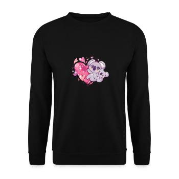 Nette Koalabären Familie die ein Herz umarmt - Unisex Pullover - Schwarz - Vorne - Alina (178cm) & Michal (187cm)