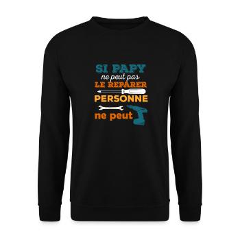 Tshirt Grand-Père : Si Papy ne peut pas le Réparer - Sweat-shirt Unisexe - noir - Devant - Alina (178cm) & Michal (187cm)
