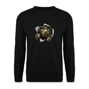 Kätzchen Riss süße Katze - Unisex Pullover - Schwarz - Vorne - Alina (178cm) & Michal (187cm)