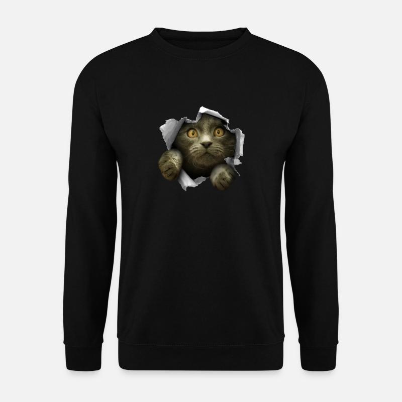 Chaton fêlé chat mignon - Sweat-shirt Unisexe - noir