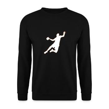 Handball Handballer Umriss Silhouette Geschenk - Unisex Pullover - Schwarz - Vorne - Alina (178cm) & Michal (187cm)
