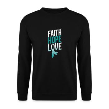 Faith Hope Love | Cervical Cancer Awareness - Unisex Sweatshirt - black - Front - Alina (178cm) & Michal (187cm)