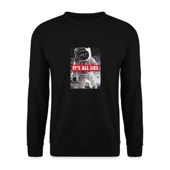 Fake Mondlandung Geschenk für einen - Unisex Pullover - Schwarz - Vorne - Alina (178cm) & Michal (187cm)