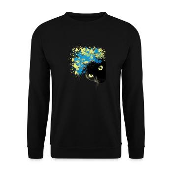 Black Cat Water Color - Unisex Pullover - Schwarz - Vorne - Alina (178cm) & Michal (187cm)