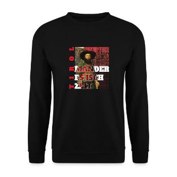 Mander es isch Zeit Andreas Hofer Tirol - Unisex Pullover - Schwarz - Vorne - Alina (178cm) & Michal (187cm)