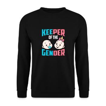 Keeper of the Gender Reveal Shirt Baby Announcemen - Unisex Pullover - Schwarz - Vorne - Alina (178cm) & Michal (187cm)