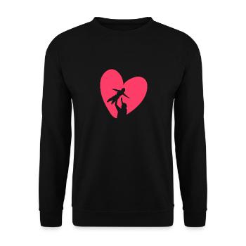Papa und Sohn - Unisex Pullover - Schwarz - Vorne - Alina (178cm) & Michal (187cm)