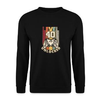 40e anniversaire niveau 40 ans rétro gamer cadeau - Sweat-shirt Unisexe - noir - Devant - Alina (178cm) & Michal (187cm)