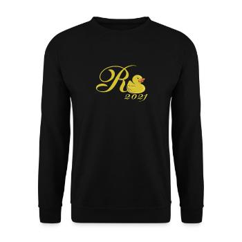 Rente Badeente Ruhestand Rentner 2021 Geschenk - Unisex Pullover - Schwarz - Vorne - Alina (178cm) & Michal (187cm)