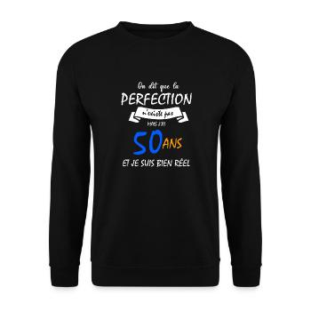 J'ai 50 ans et je suis bien réel - Sweat-shirt Unisexe - noir - Devant - Alina (178cm) & Michal (187cm)