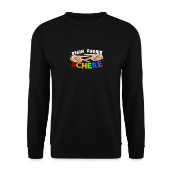 Stein Papier SCHERE LGBT Regenbogen Homosexuell - Unisex Pullover - Schwarz - Vorne - Alina (178cm) & Michal (187cm)