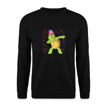 Schildkröte dabbing 4. Juli - Unisex Pullover - Schwarz - Vorne - Alina (178cm) & Michal (187cm)