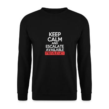 Keep Calm and Escalate Available Privileges Hacker - Sweat-shirt Unisexe - noir - Devant - Alina (178cm) & Michal (187cm)