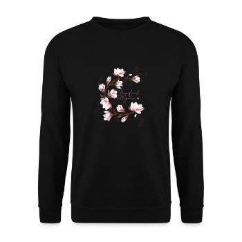 Magnolien cercle image avec inscription - Sweat-shirt Unisexe - noir - Devant - Alina (178cm) & Michal (187cm)