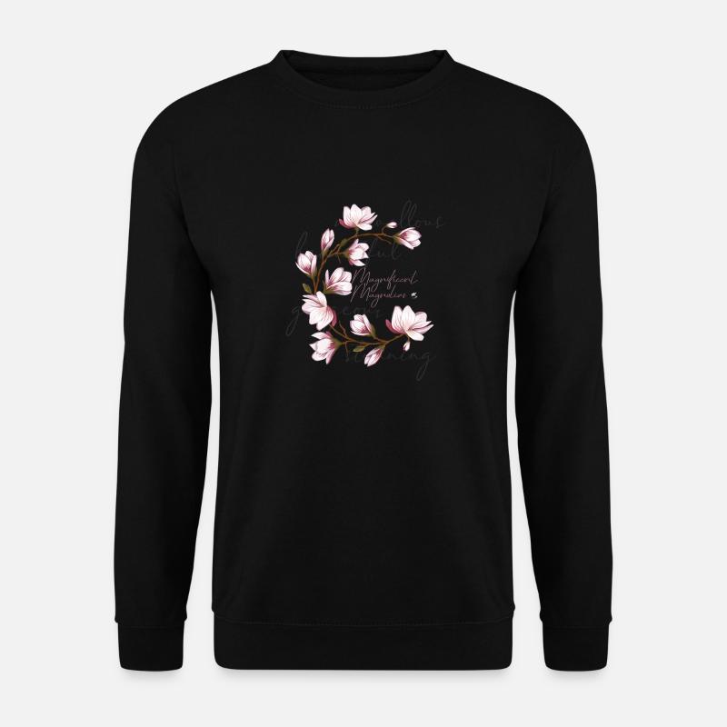 Magnolia circle illustration with inscription - Unisex Sweatshirt - black