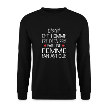 Désolé cet Homme est déjà Pris - Sweat-shirt Unisexe - noir - Devant - Alina (178cm) & Michal (187cm)