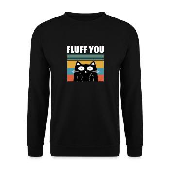 Cat Middle Finger Fluff you funny Catl - Unisex Sweatshirt - black - Front - Alina (178cm) & Michal (187cm)