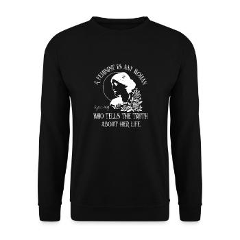 Une féministe | Virginia Woolf - Sweat-shirt Unisexe - noir - Devant - Alina (178cm) & Michal (187cm)
