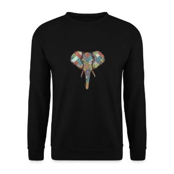 Artistic Colorful Elephant Lover Wildlife Gift - Sweat-shirt Unisexe - noir - Devant - Alina (178cm) & Michal (187cm)