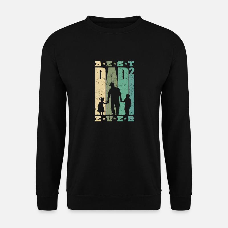 Best Dad Ever Vater 2 Kinder zweifacher Papa - Unisex Pullover - Schwarz