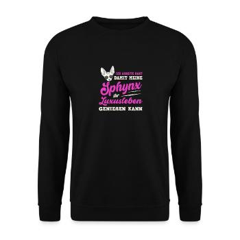 Sphynx Katze Katzen Cat Nacktkatze Gothik Spruch - Unisex Pullover - Schwarz - Vorne - Alina (178cm) & Michal (187cm)