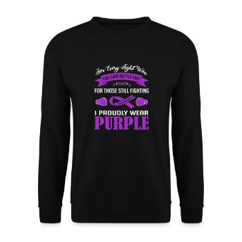 I Proudly Wear Purple | Pancreatic Cancer - Unisex Sweatshirt - black - Front - Alina (178cm) & Michal (187cm)