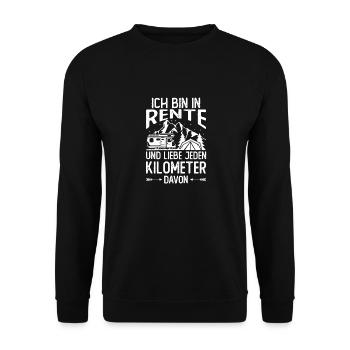 Rentner Camping Camper Wohnmobil - Unisex Pullover - Schwarz - Vorne - Alina (178cm) & Michal (187cm)