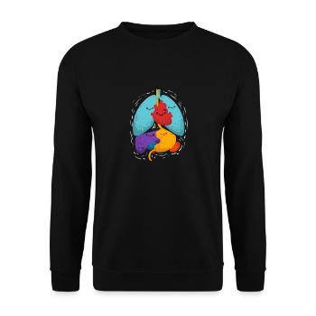 Anatomy gift of internal organs for physicians - Unisex Sweatshirt - black - Front - Alina (178cm) & Michal (187cm)
