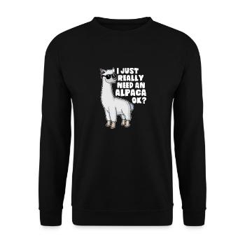 Lustiges Lama Alpaka Allpaka Spruch Geschenk - Unisex Pullover - Schwarz - Vorne - Alina (178cm) & Michal (187cm)