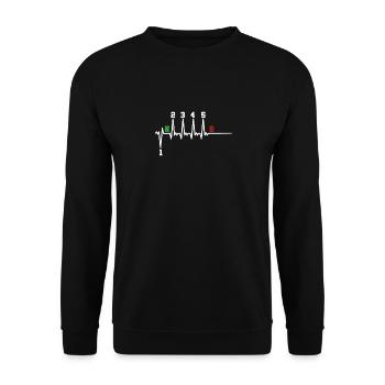 1n23456 Motorrad Gangschaltung Motorradfahrer - Unisex Pullover - Schwarz - Vorne - Alina (178cm) & Michal (187cm)