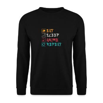 Japanese Anime Manga Eat Sleep Anime Repeat Design - Unisex Sweatshirt - black - Front - Alina (178cm) & Michal (187cm)