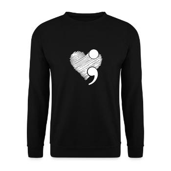 Suizidbewusstsein - Suizidprävention - Herz - Unisex Pullover - Schwarz - Vorne - Alina (178cm) & Michal (187cm)