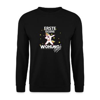 ERSTE EIGENE WOHNUNG SOLVED Einzug Umzug Geschenk - Unisex Pullover - Schwarz - Vorne - Alina (178cm) & Michal (187cm)