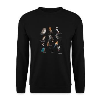 Oiseaux colorés Dessin Ornithologe Ornithologe - Sweat-shirt Unisexe - noir - Devant - Alina (178cm) & Michal (187cm)