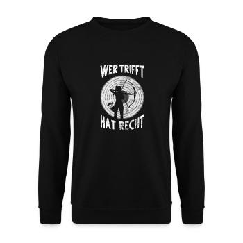 Bogenschiessen Bogenschütze Bogen Pfeil Langbogen - Unisex Pullover - Schwarz - Vorne - Alina (178cm) & Michal (187cm)