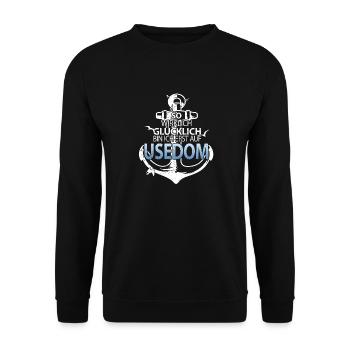 Usedom Vintage Anker Strand Sylt - Unisex Pullover - Schwarz - Vorne - Alina (178cm) & Michal (187cm)