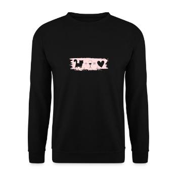 Katze Wein Herz - Unisex Pullover - Schwarz - Vorne - Alina (178cm) & Michal (187cm)