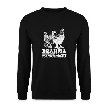 Witziger Brahma Hühner Hahn Spruch Motiv Geschenk - Unisex Pullover - Schwarz - Vorne - Alina (178cm) & Michal (187cm)