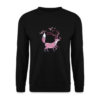 FOX Japanese Cherry Blossom Vintage Fox Kawaii - Unisex Sweatshirt - black - Front - Alina (178cm) & Michal (187cm)