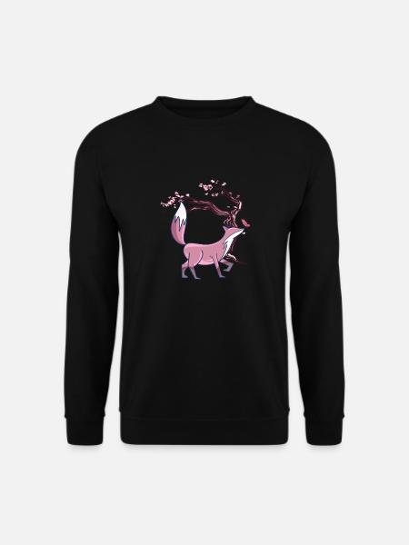 FOX Japanese Kirschblüte Vintage Fuchs Kawaii - Unisex Pullover - Schwarz
