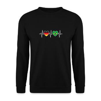 Heartbeat Germany and Brasil - Unisex Sweatshirt - black - Front - Alina (178cm) & Michal (187cm)