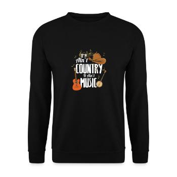 Country Music T-Shirt, Cowboyhut Gitarre Country - Unisex Pullover - Schwarz - Vorne - Alina (178cm) & Michal (187cm)